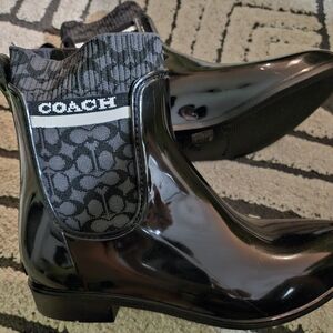 Coach Black Glossy Women's Rain Boots Size 9